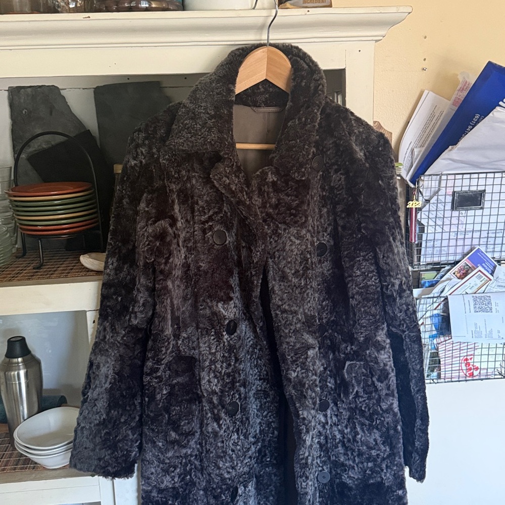 Theory Taupe Shearling Leather coat XS